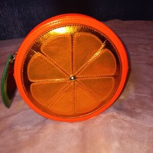 Betsey Johnson Orange Fruit Round Clutch Bag Like New